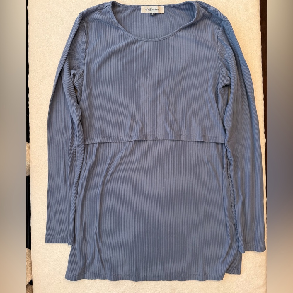 Women's Long Sleeve Blue Nursing Top